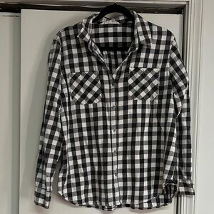 Vanilla Star Black and White Plaid Button Down Shirt